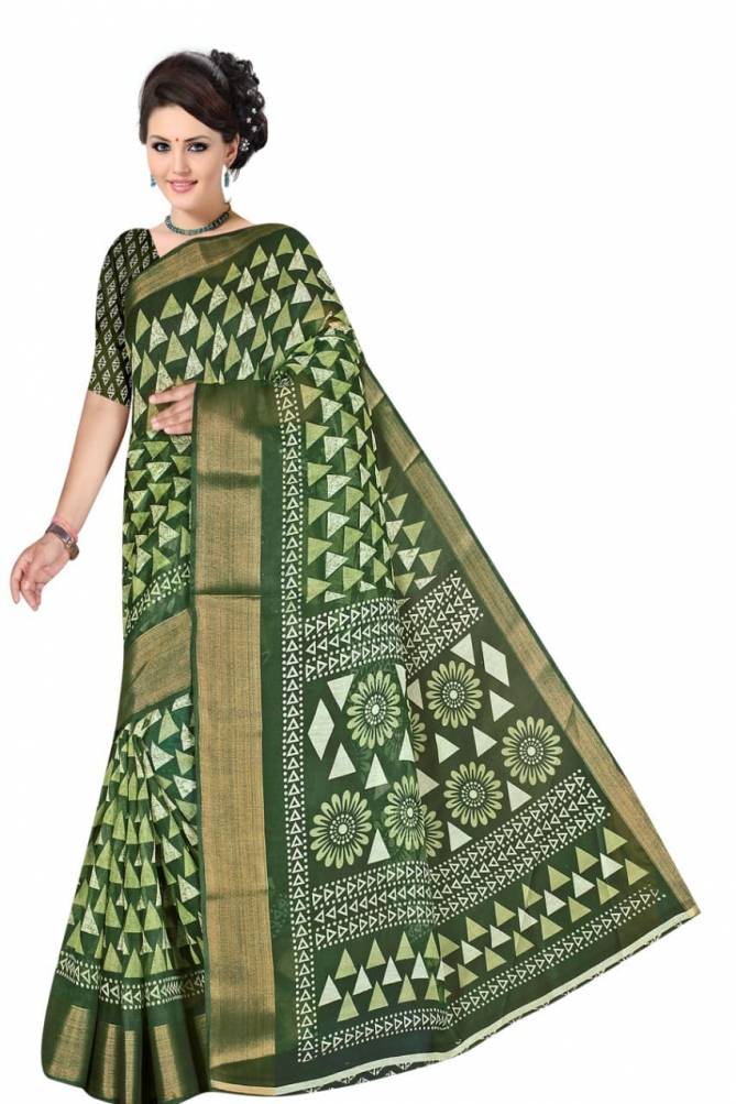 Green Chilli Casual Daily Wear Cotton Printed Saree Collection